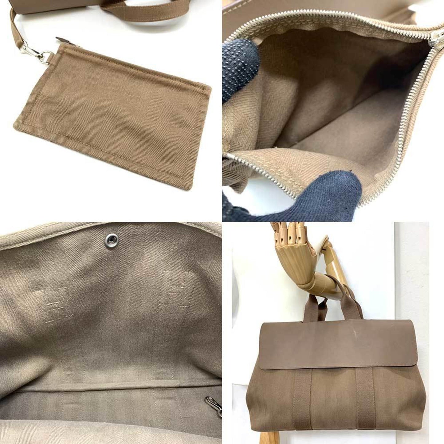 Hermès Valparaiso, Beige, Canvas, handbag