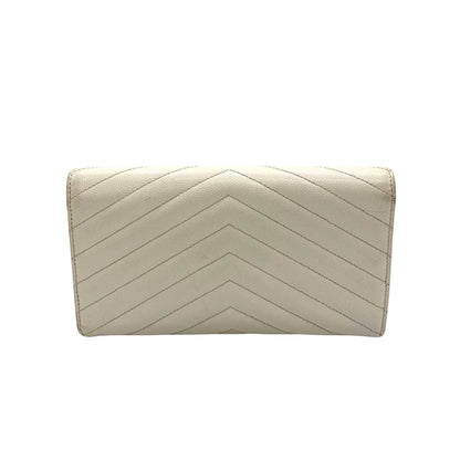 Saint Laurent Cassandra, White, Leather, wallet
