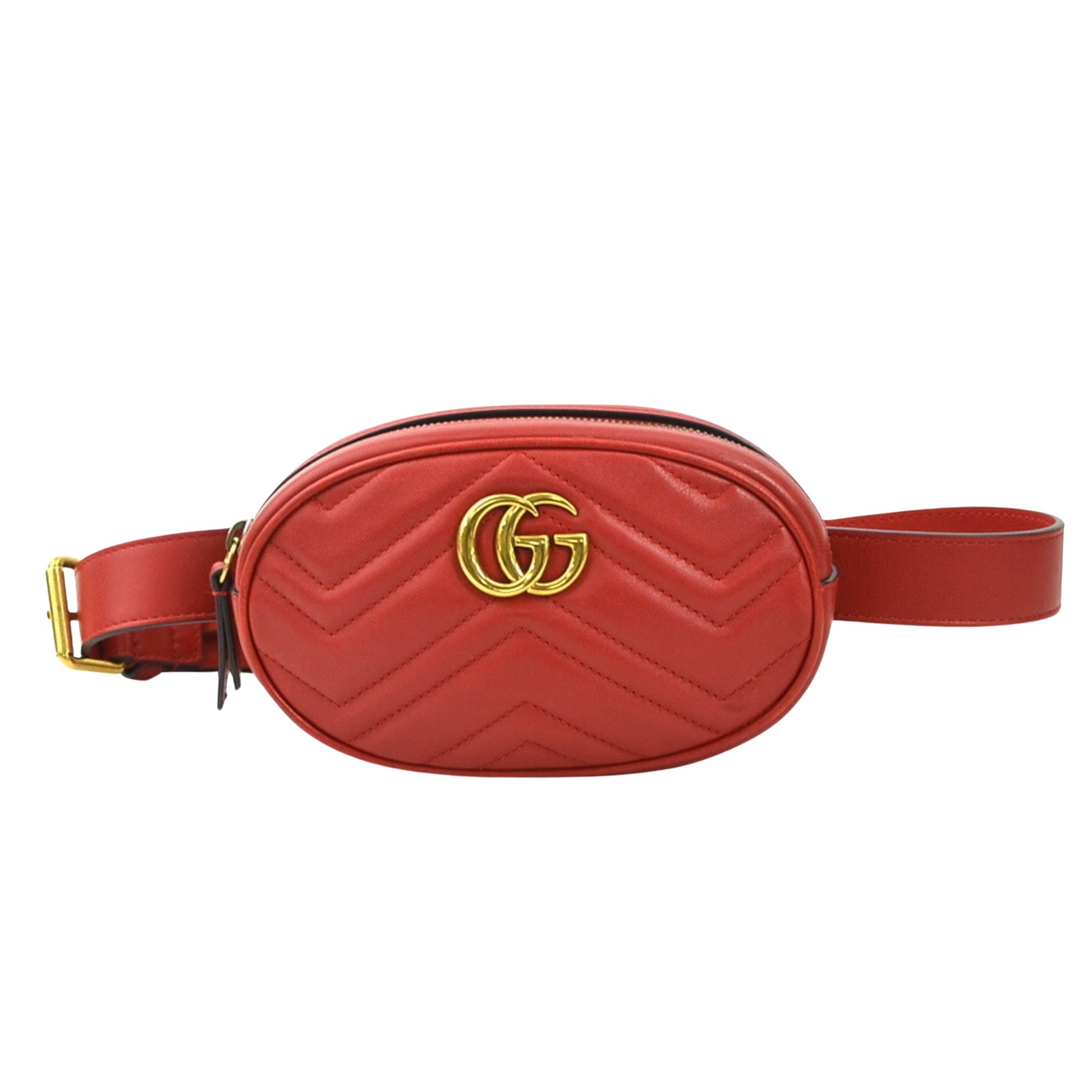 Gucci GG Marmont, Red, Leather, clutch