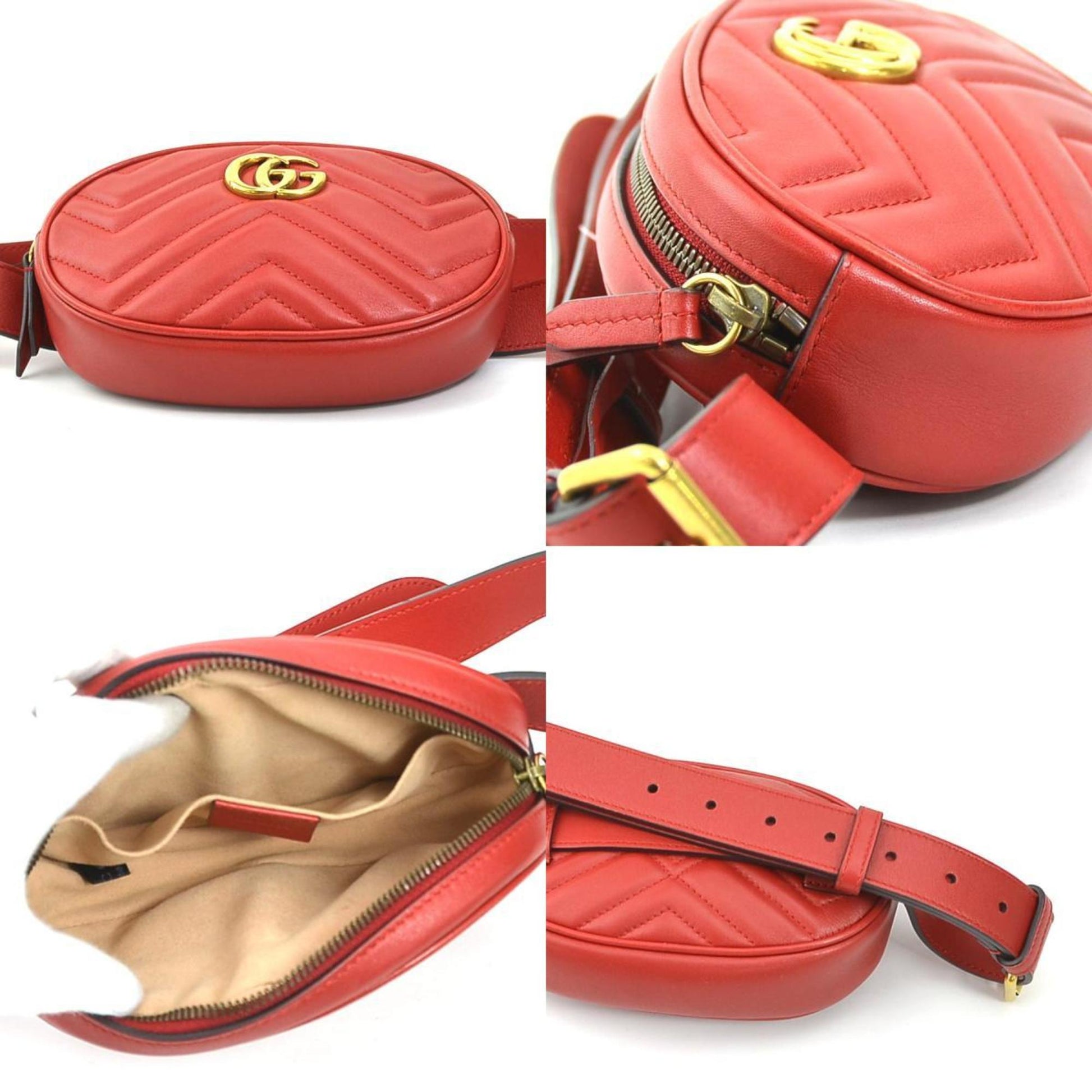 Gucci GG Marmont, Red, Leather, clutch