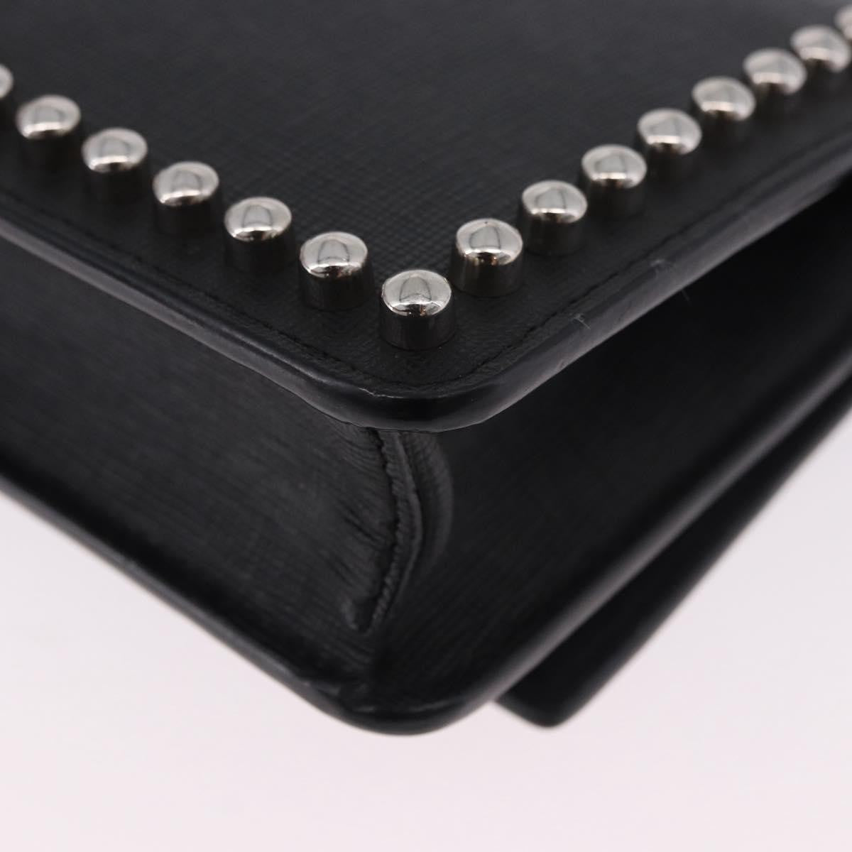 Fendi Karlito Wallet on Chain Studded Saffiano Leather, Black, Leather, Crossbody Bag