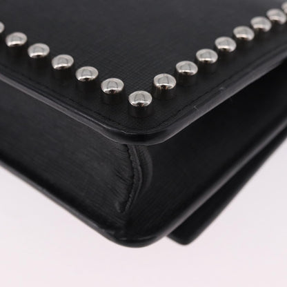 Fendi Karlito Wallet on Chain Studded Saffiano Leather, Black, Leather, Crossbody Bag