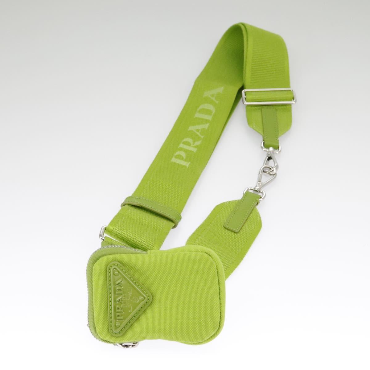 Prada Zipped Triangle Canvas, Green, Canvas, Crossbody Bag