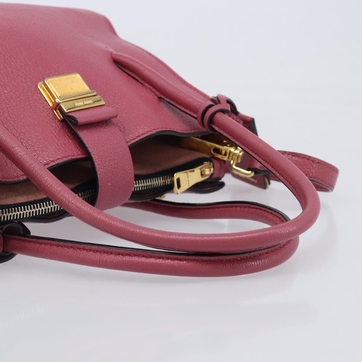 Miu Miu Madras Convertible Compartment Leather, Pink, Leather, Tote Bag