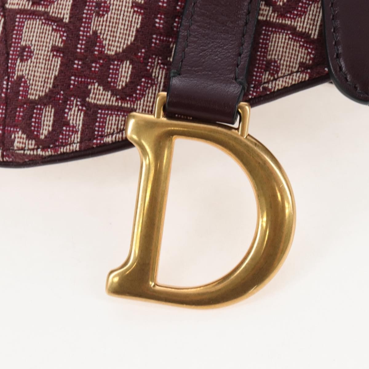 Christian Dior Saddle Belt Oblique Canvas, Burgundy, Canvas, Handbag