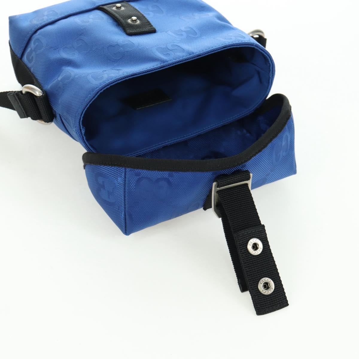 Gucci Off The Grid Buckle Messenger GG Econyl, Blue, Canvas, Handbag
