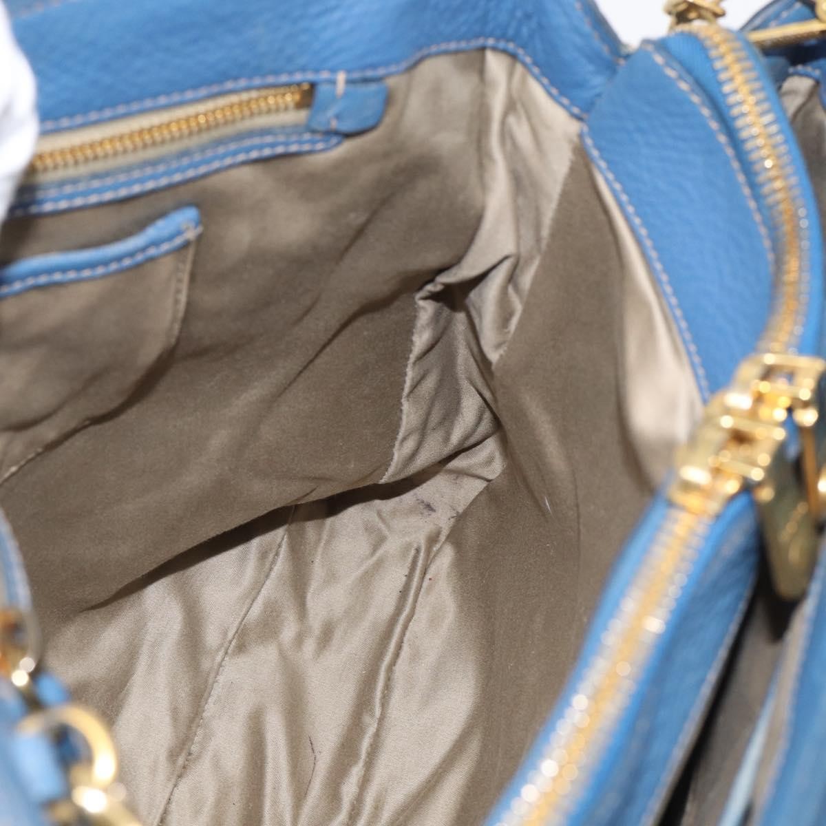 Miu Miu Beau Top Handle Leather, Blue, Leather, Handbag
