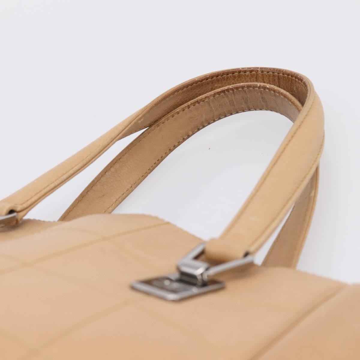 Chanel Chocolate Bar Coco Mark Leather, Beige, Leather, Tote Bag