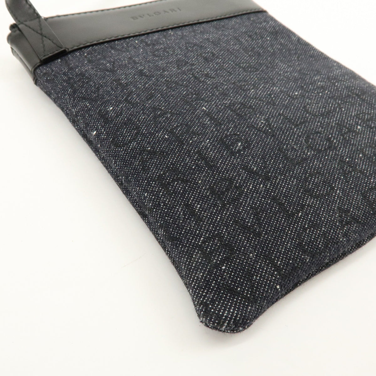 Bvlgari Logomania Canvas with Leather, Black, Denim, Shoulder Bag