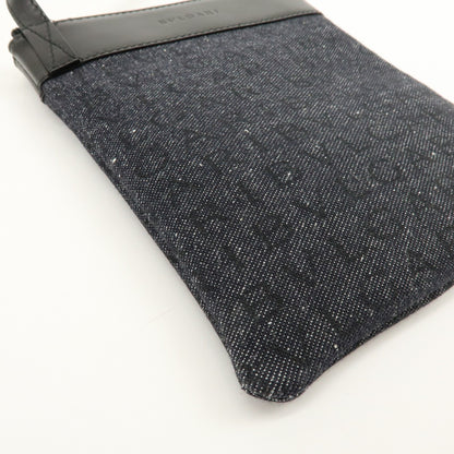 Bvlgari Logomania Canvas with Leather, Black, Denim, Shoulder Bag