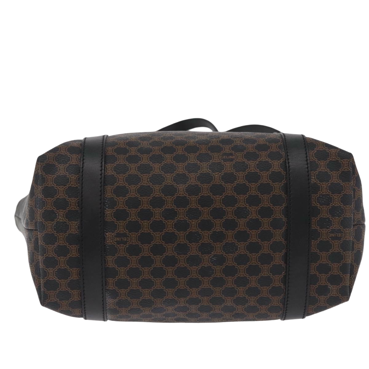 Celine Vintage Macadam Canvas and Leather, Black, Canvas, Shoulder Bag