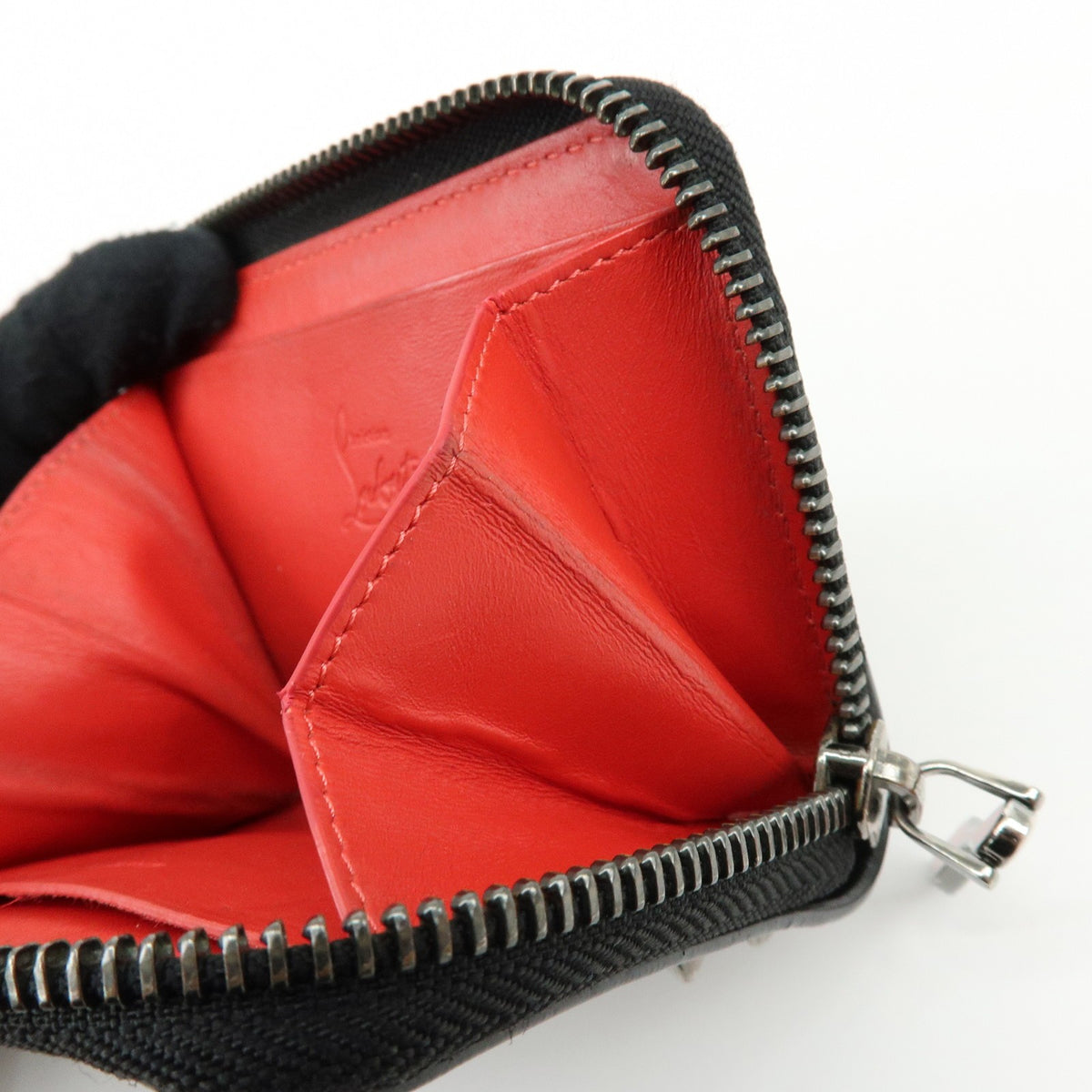 Christian Louboutin Panettone Coin Purse Spiked Leather, Black, Leather, Wallet