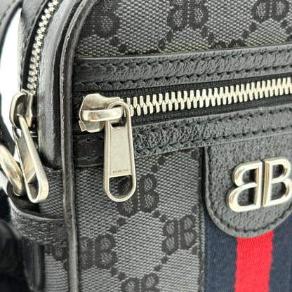 Balenciaga x Gucci The Hacker Project Zip Messenger BB Canvas, Black, Canvas, Shoulder Bag