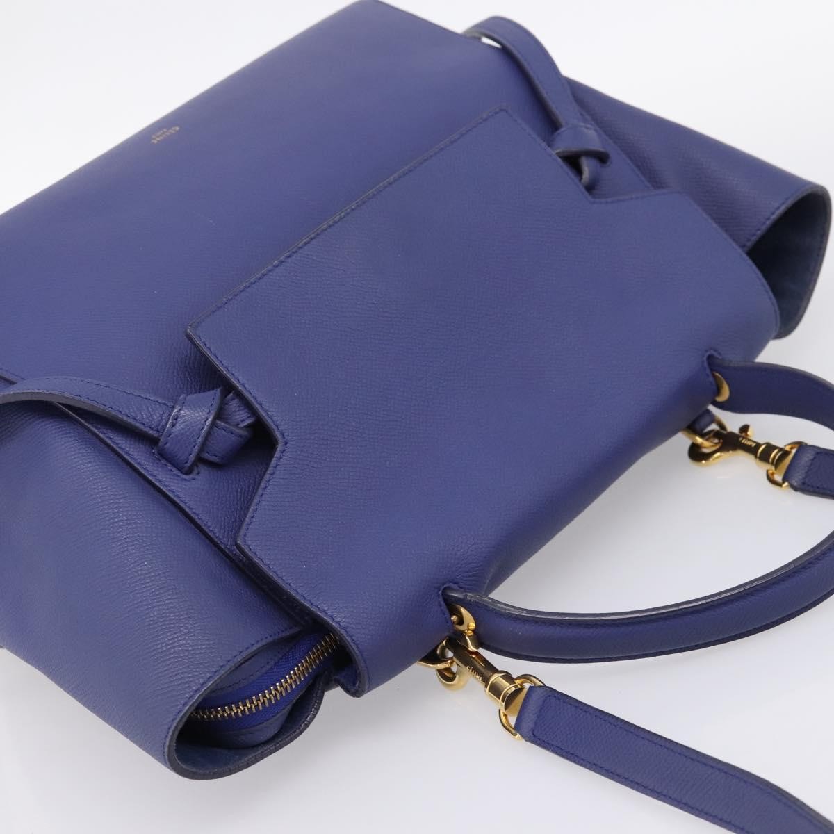 Celine Belt Leather, Blue, Leather, Handbag