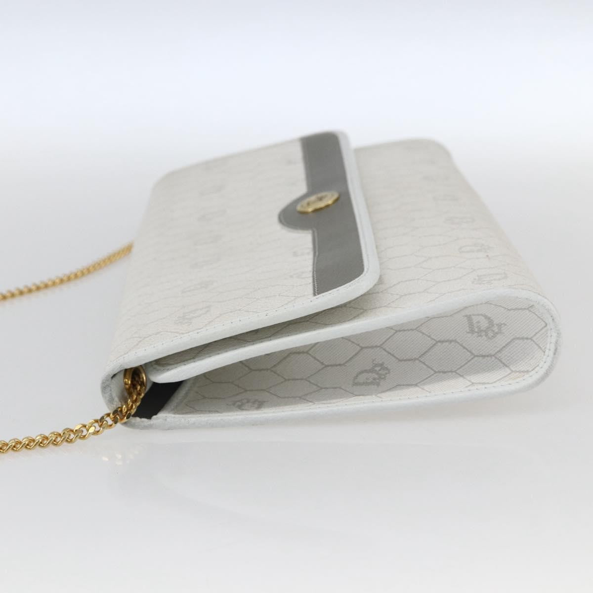Christian Dior Vintage Honeycomb Canvas, White, Canvas, Shoulder Bag