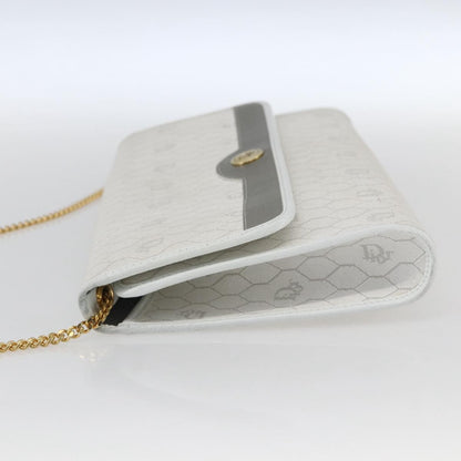Christian Dior Vintage Honeycomb Canvas, White, Canvas, Shoulder Bag