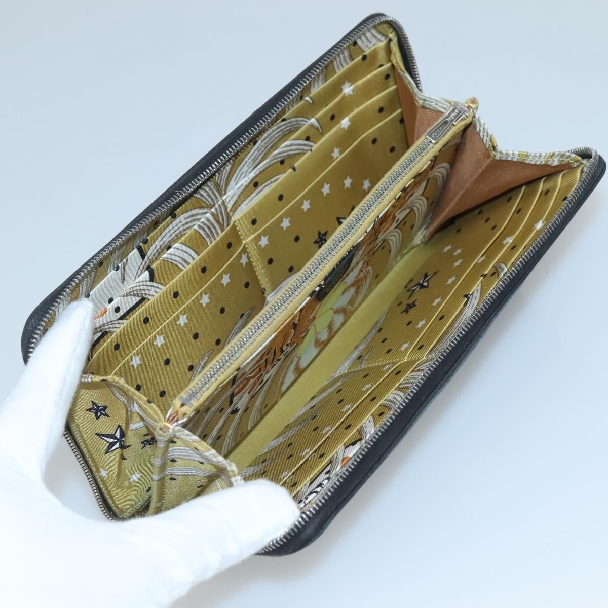 Hermes Azap Zip Around Silk'in Epsom, Black, Leather, Wallet