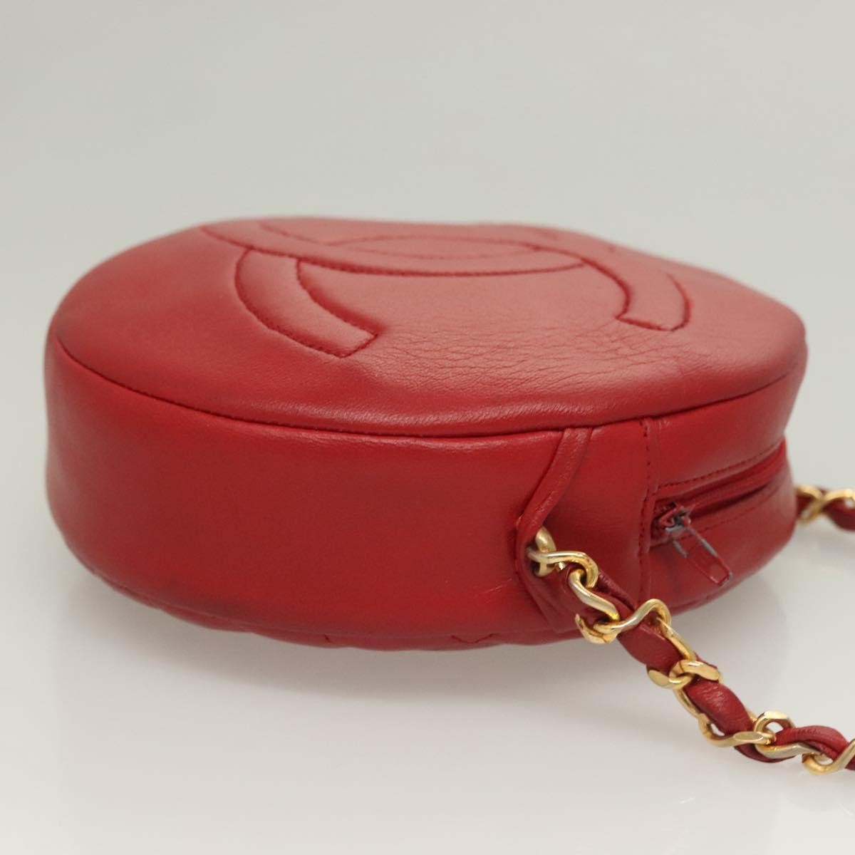 Chanel Vintage Round Tassel Quilted Lambskin, Red, Leather, Shoulder Bag