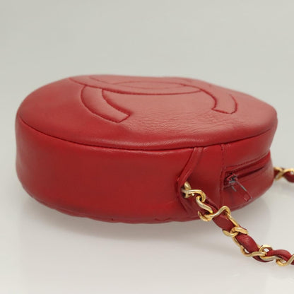 Chanel Vintage Round Tassel Quilted Lambskin, Red, Leather, Shoulder Bag