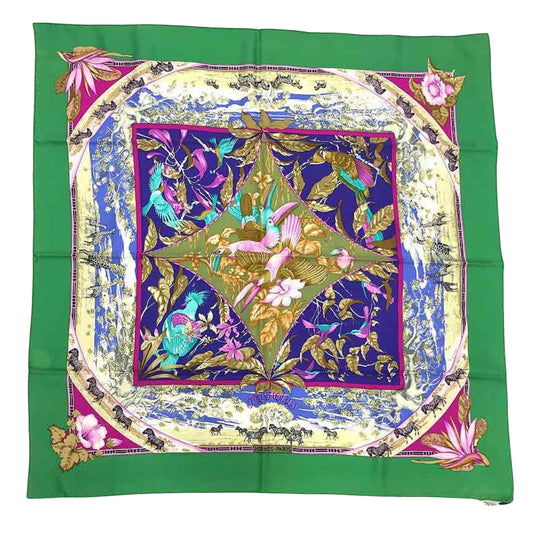 Hermès Carré 90, Green, Silk, scarf