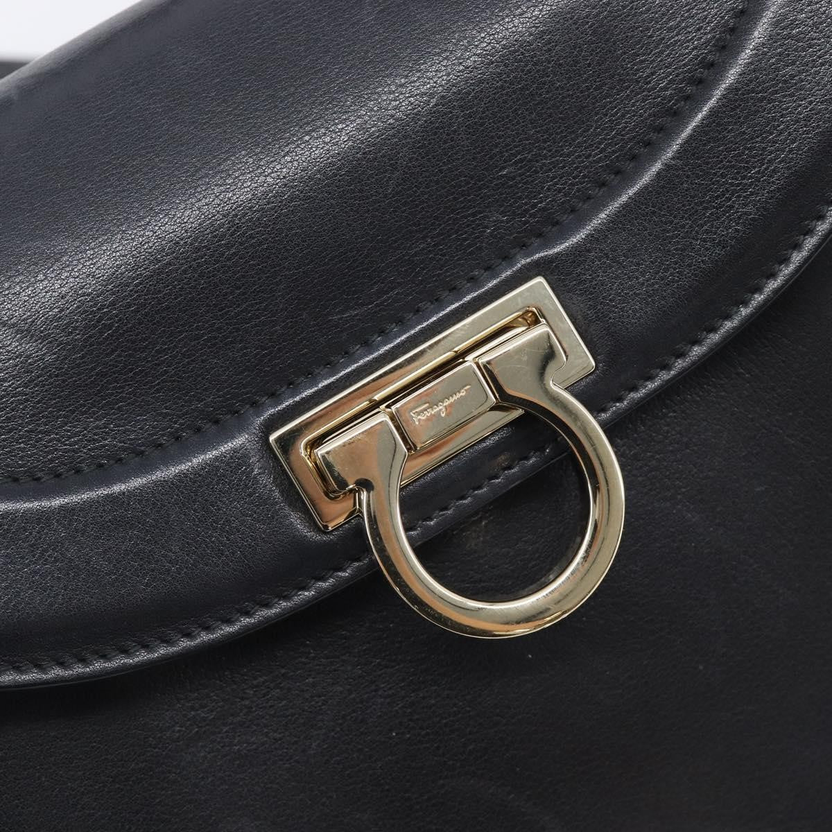 Salvatore Ferragamo Sofia Rainbow Saddle Leather, Black, Leather, Handbag