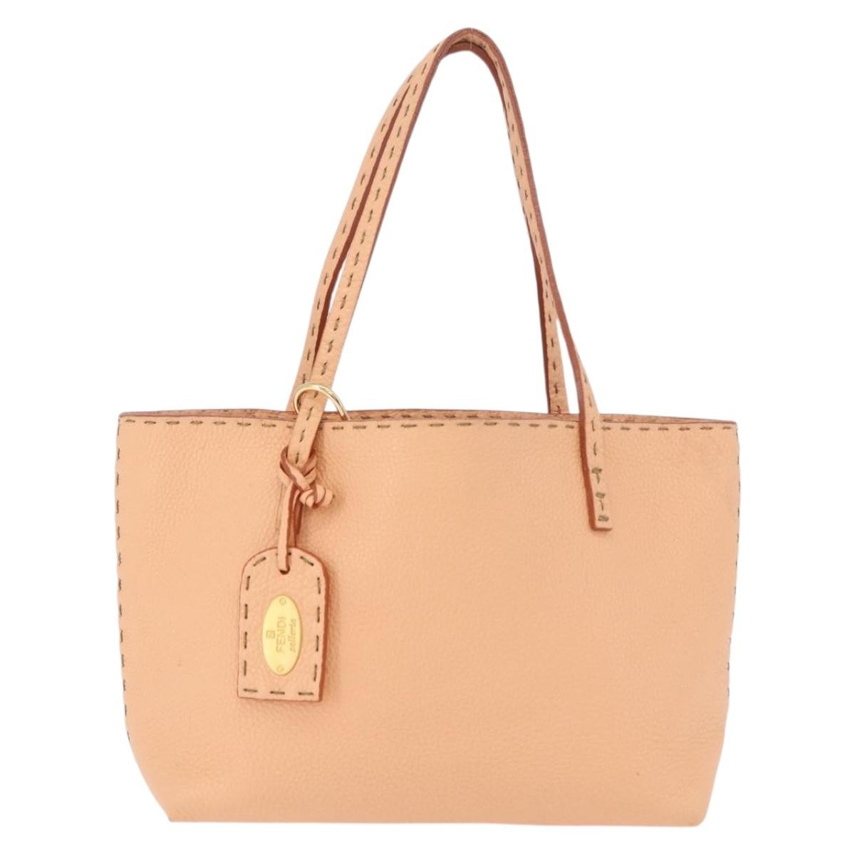 Fendi Selleria Carla Leather, Orange, Leather, Tote Bag