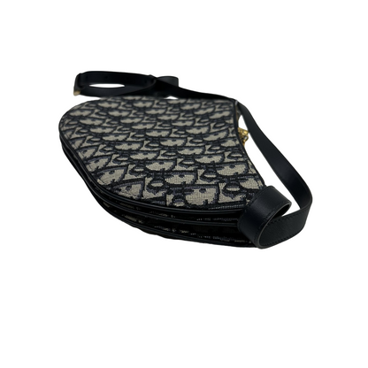 Christian Dior Saddle Oblique Canvas, Blue, Canvas, Shoulder Bag
