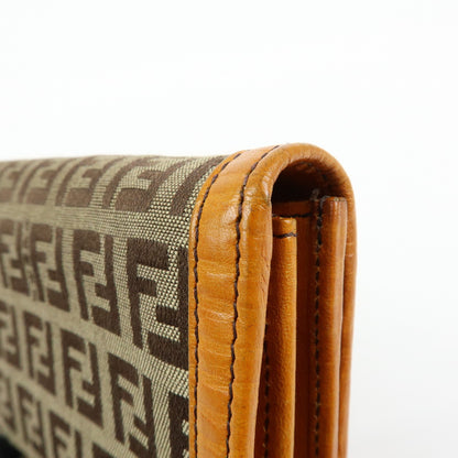 Fendi Bifold Zucca Coated Canvas, Beige, Canvas, Wallet