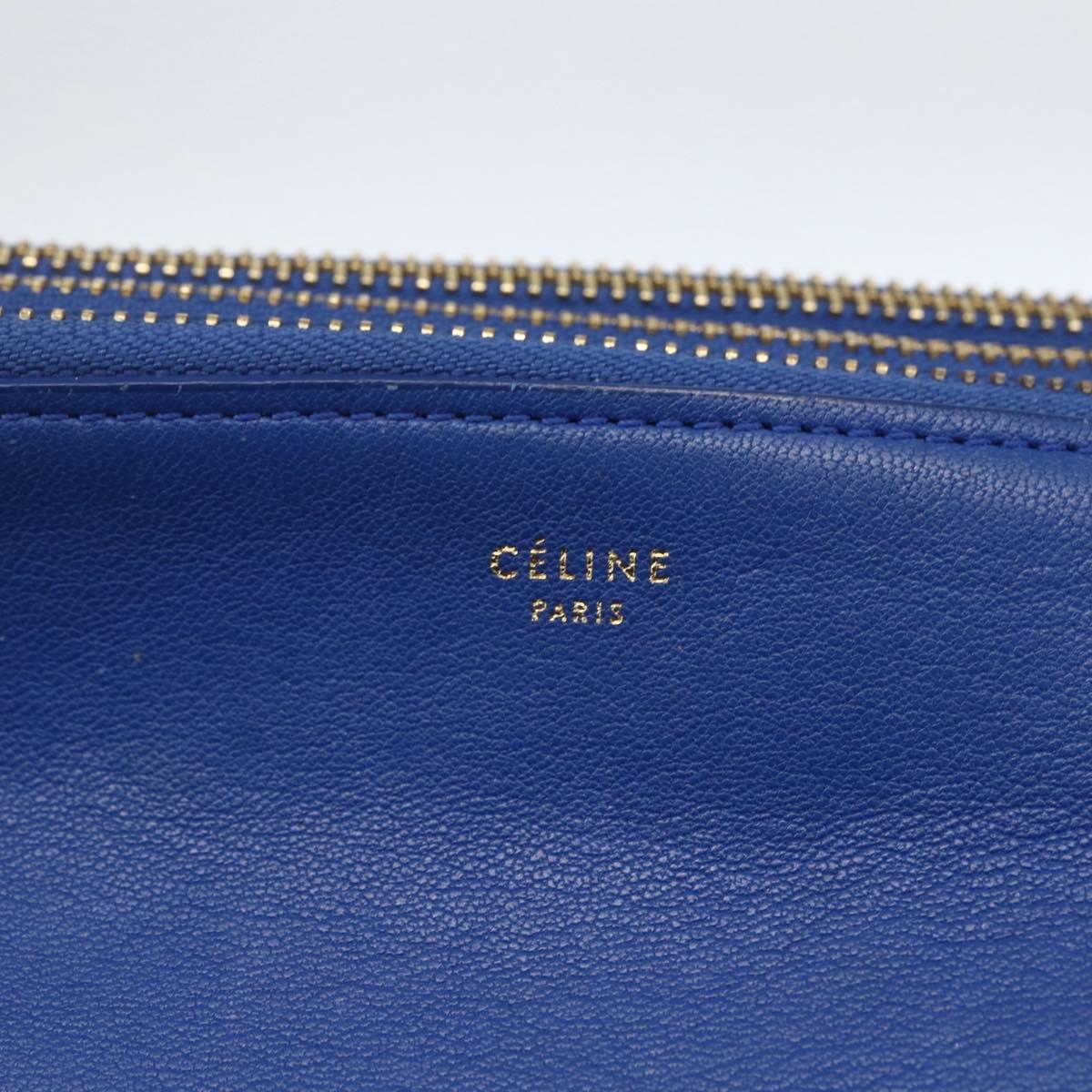 Celine Trio Crossbody Bag Leather, BLUE, LEATHER, Shoulder bag