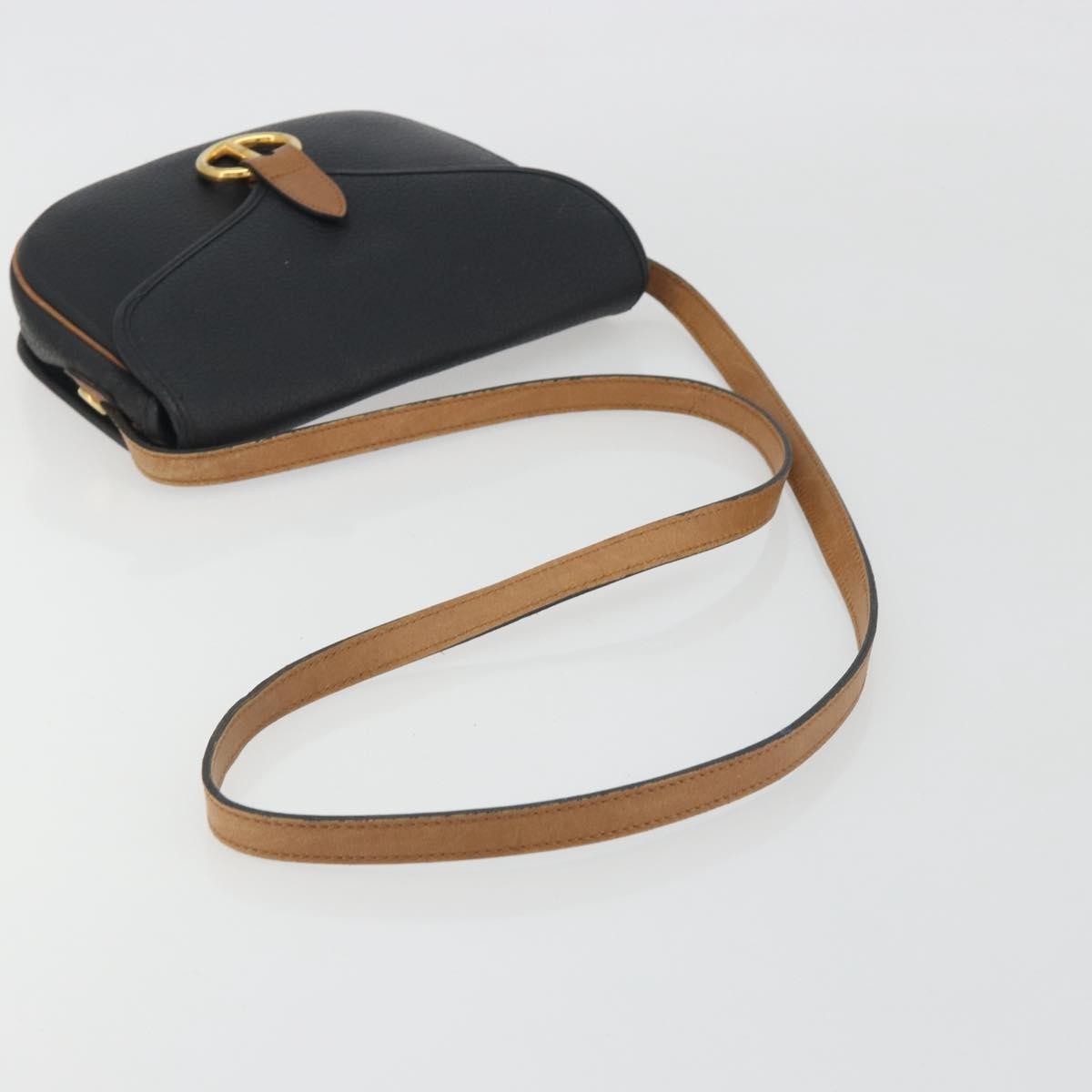 Christian Dior Vintage CD Flap Leather, Black, Leather, Shoulder Bag