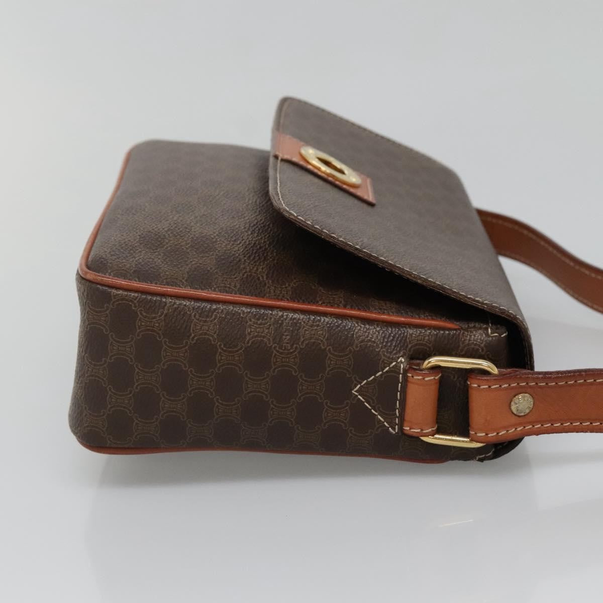 Celine Vintage Macadam Canvas and Leather, Brown, Canvas, Shoulder Bag