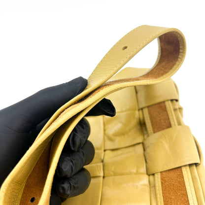 Bottega Veneta Fun Cassette Maxi Intrecciato Leather, Yellow, Leather, Crossbody Bag