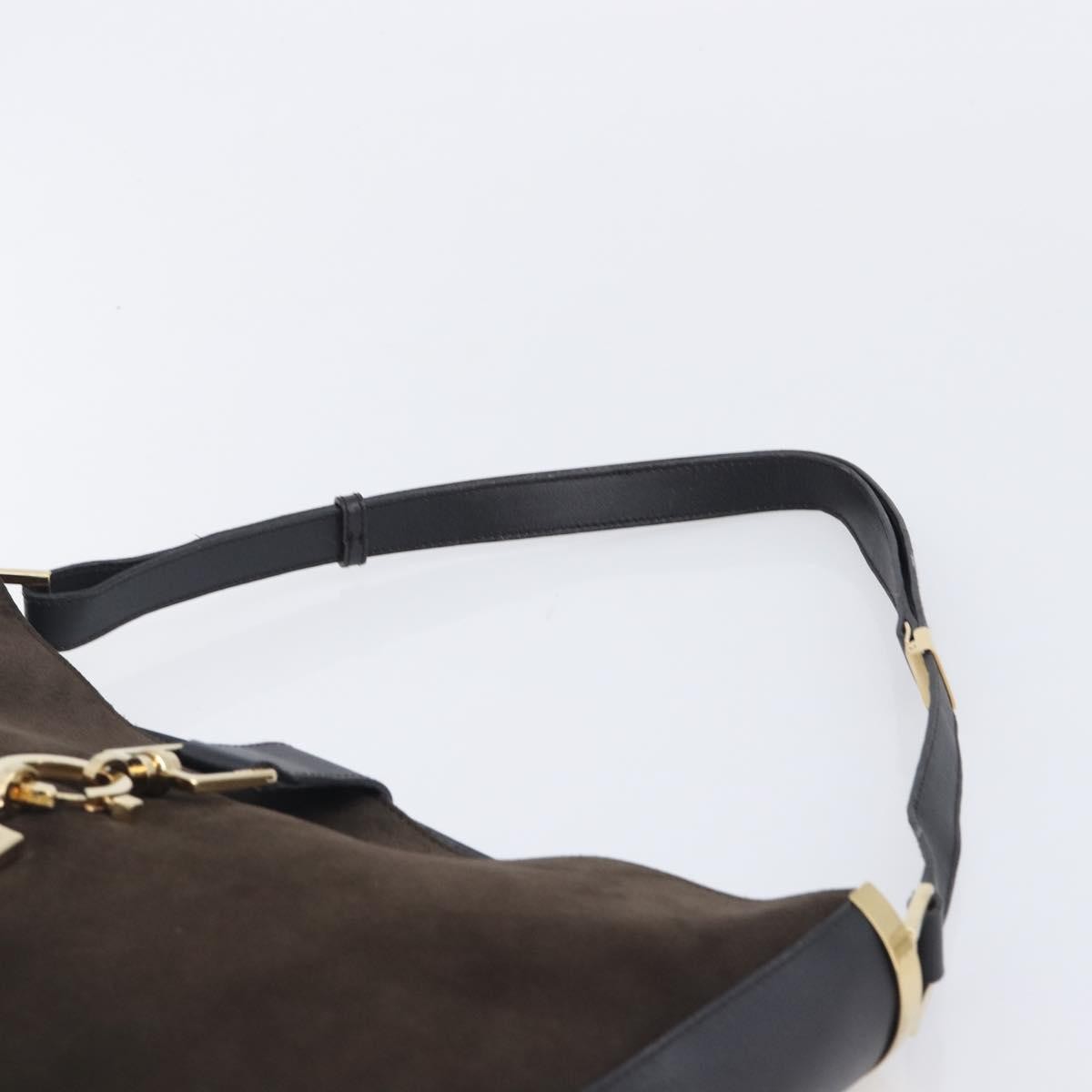 Gucci Shoulder Leather, Brown, Suede, Shoulder Bag