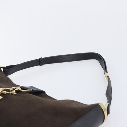 Gucci Shoulder Leather, Brown, Suede, Shoulder Bag