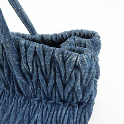 Miu Miu Convertible Matelasse Denim, Blue, Denim, Tote Bag