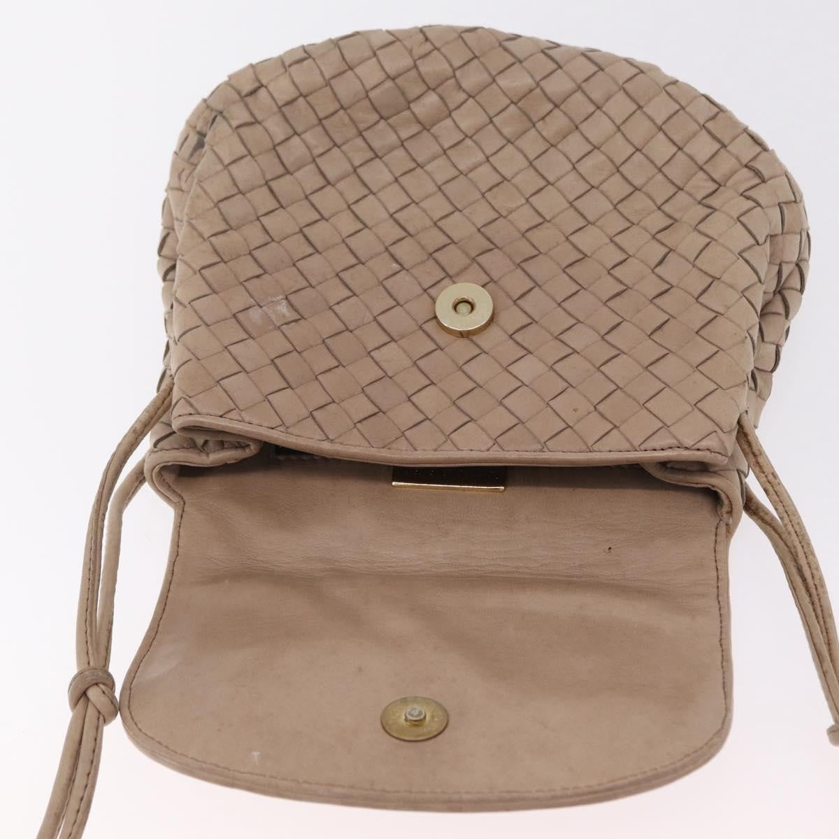 Bottega Veneta Intrecciato Shoulder Leather, Beige, Leather, Shoulder Bag