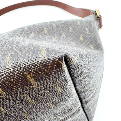 Saint Laurent Le Monogramme Monogram All Over Coated Canvas and Leather, Black, Canvas, Shoulder Bag