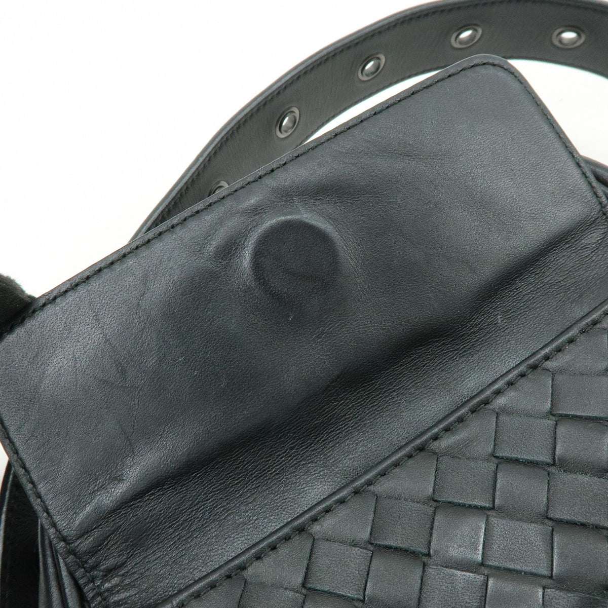 Bottega Veneta Front Pocket Messenger Intrecciato Nappa, Black, Leather, Handbag