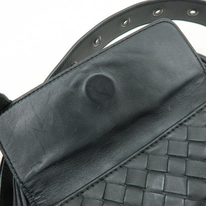 Bottega Veneta Front Pocket Messenger Intrecciato Nappa, Black, Leather, Handbag