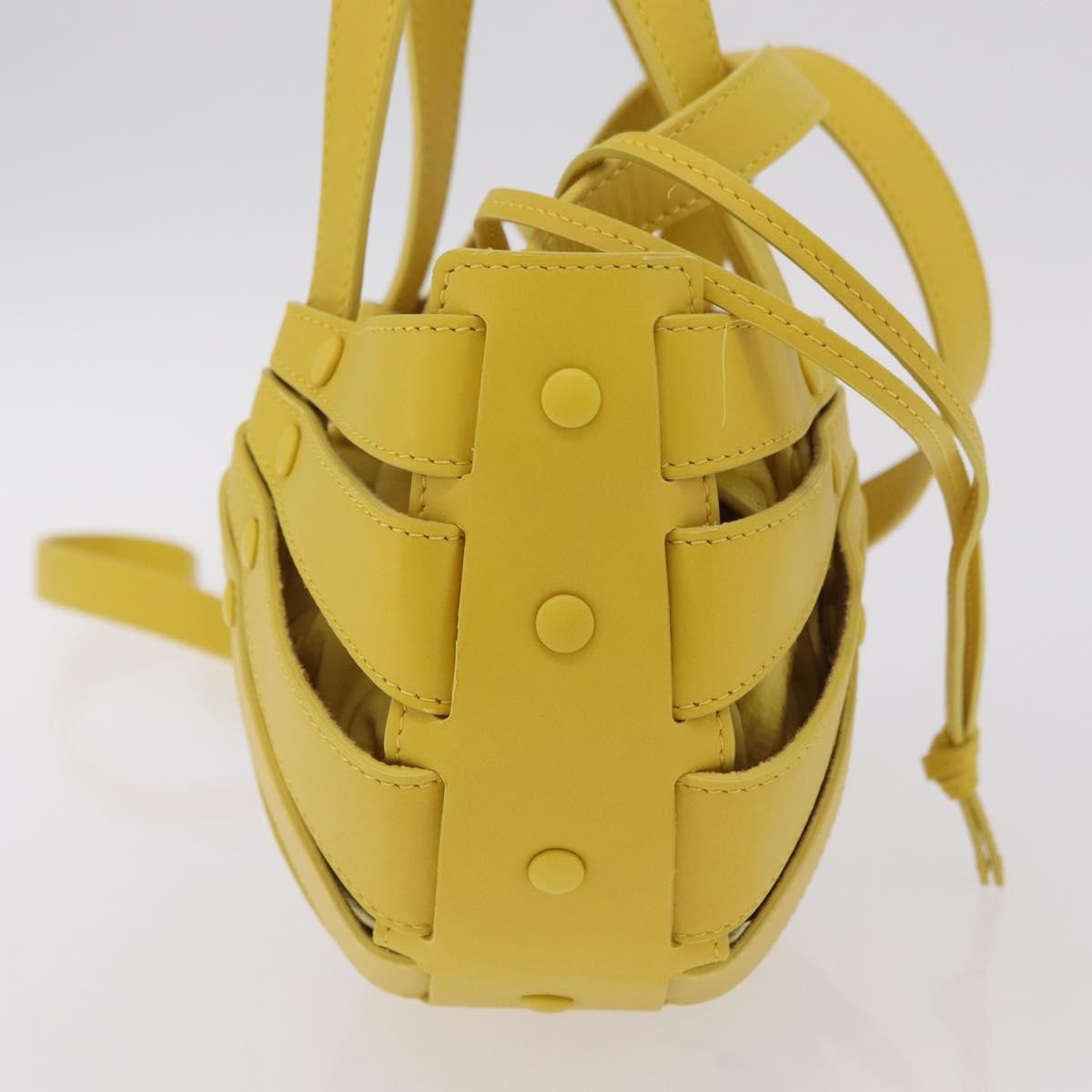 Bottega Veneta Shell Leather, Yellow, Leather, Handbag