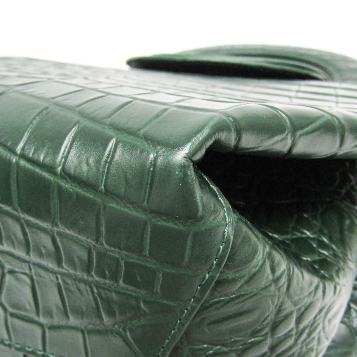 Bottega Veneta Doll Crocodile Embossed Leather, Green, Leather, Tote Bag