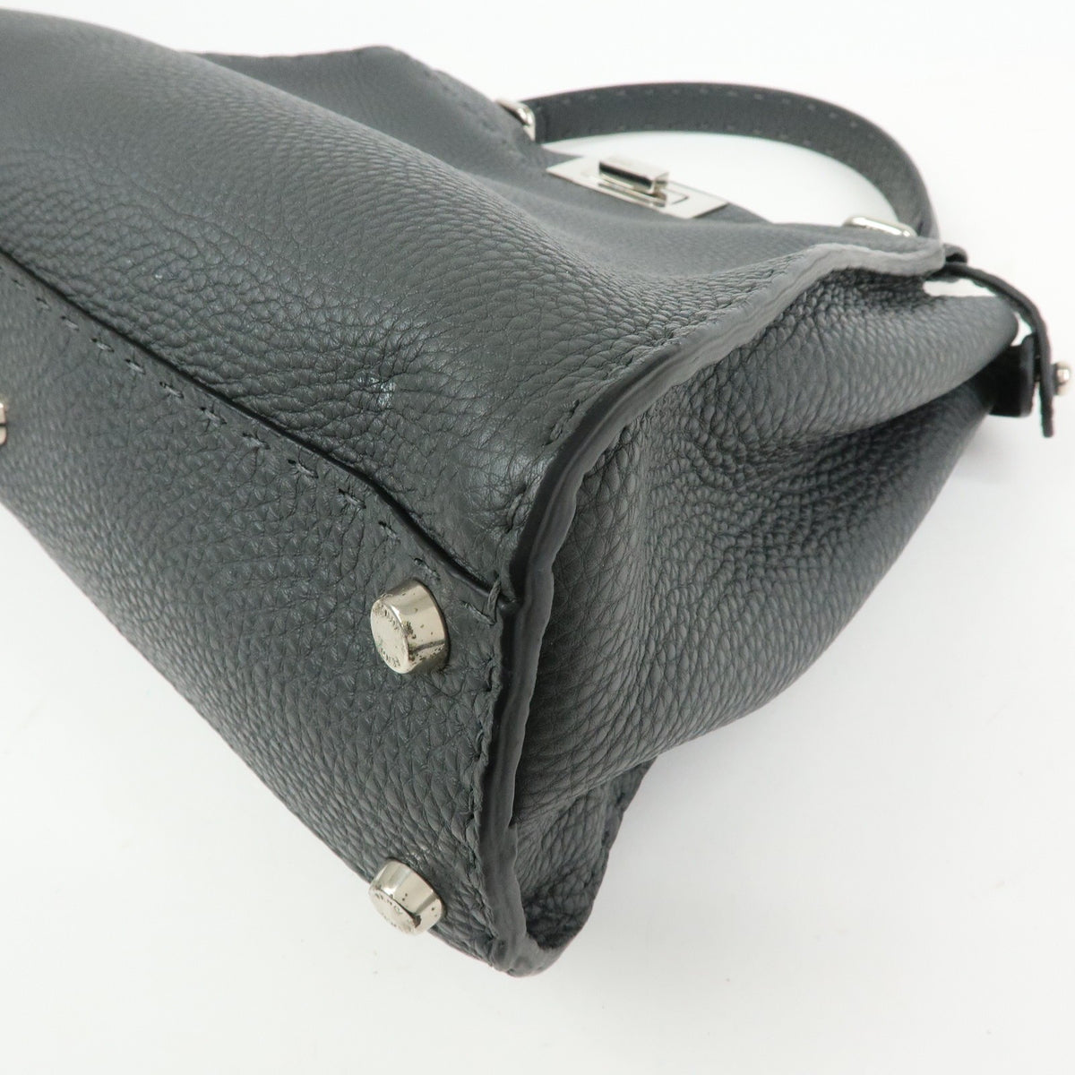 Fendi Selleria Peekaboo Leather, Gray, Leather, Handbag