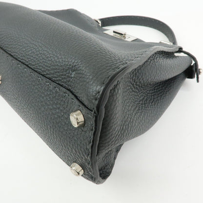 Fendi Selleria Peekaboo Leather, Gray, Leather, Handbag