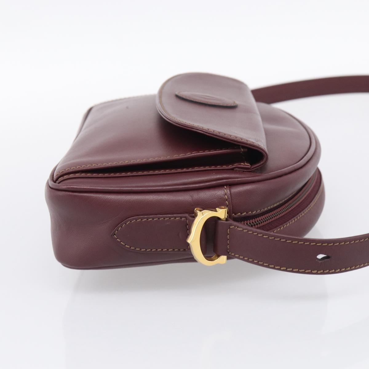 Cartier Must de Cartier Leather, Burgundy, Leather, Shoulder Bag