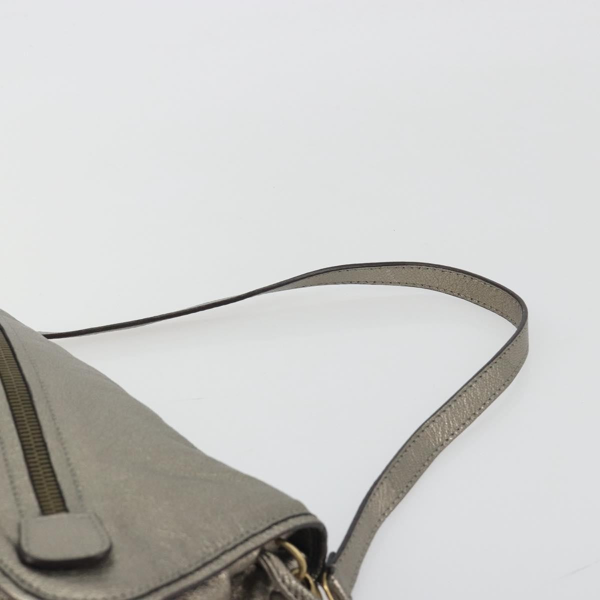 Salvatore Ferragamo Gancini Leather, Silver, Leather, Shoulder Bag