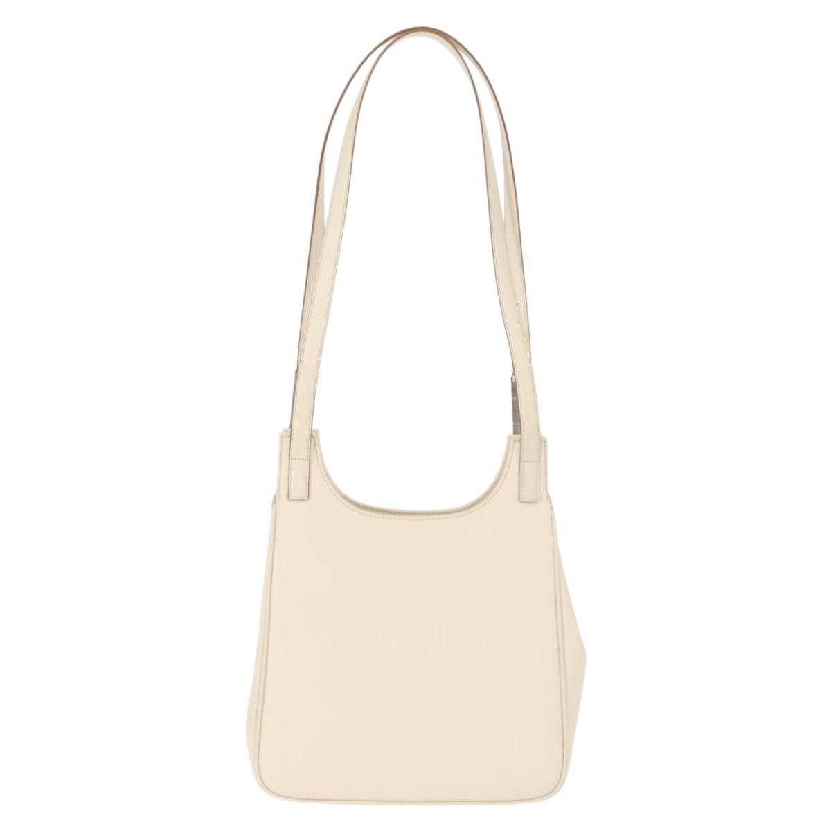 Salvatore Ferragamo Shoulder Leather, Ecru, Leather, Shoulder Bag