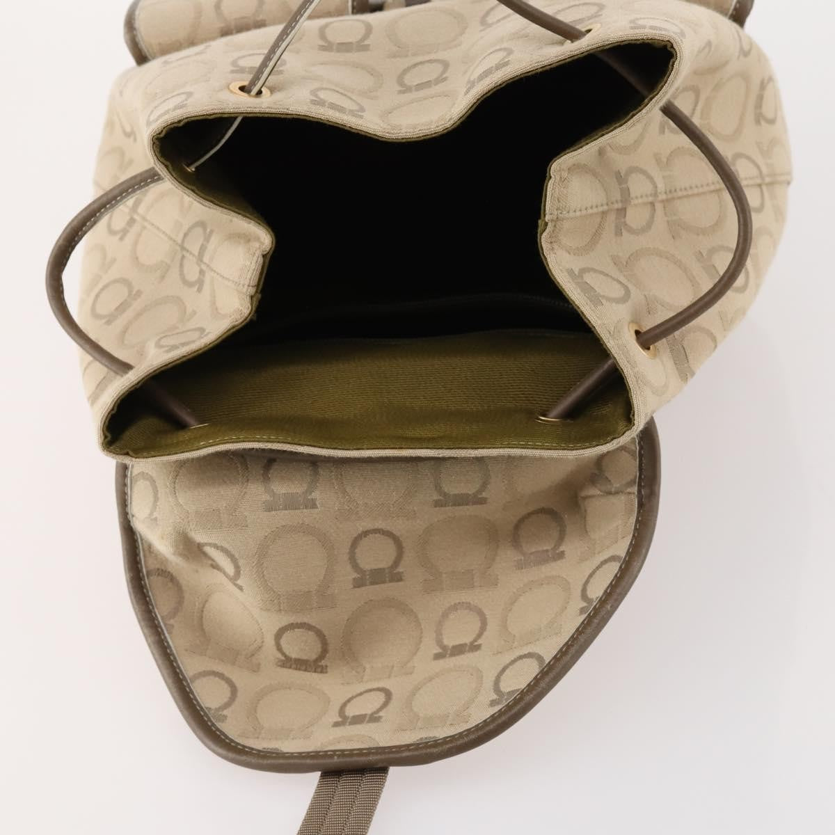 Salvatore Ferragamo Gancini Canvas, Beige, Canvas, Backpack