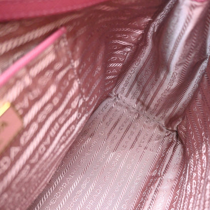 Prada Double Zip Lux Convertible Tote Saffiano Leather, Pink, Leather, Tote Bag