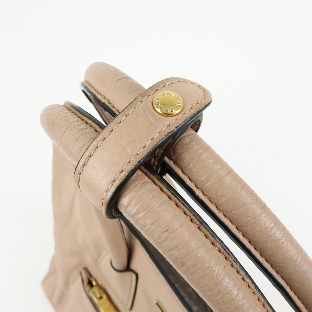 Prada Front Pocket Wing Convertible Vitello Daino, Beige, Leather, Tote Bag