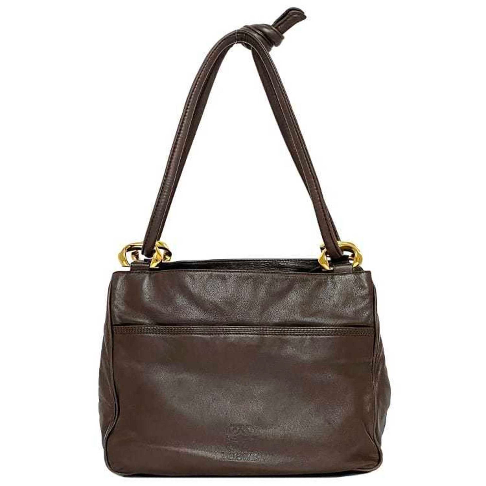 Loewe, Brown, Leather, shoulder